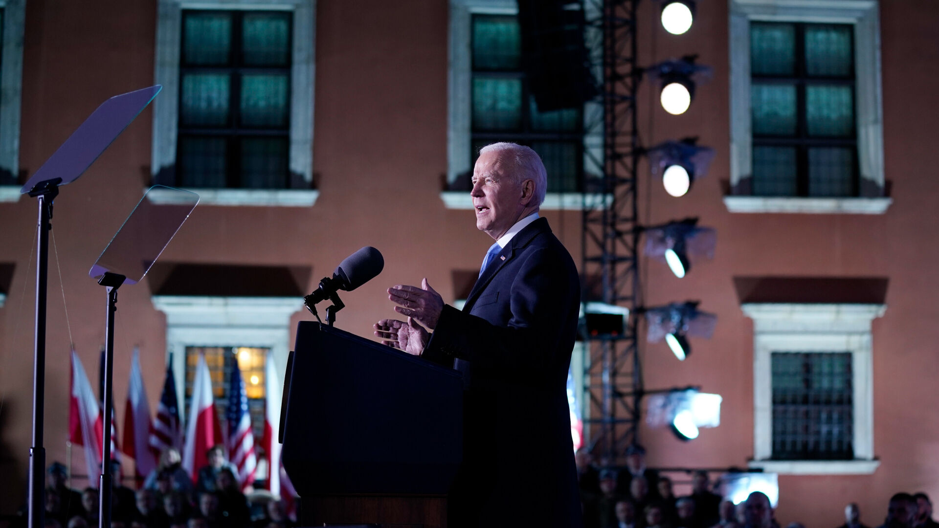 Biden says he was 'expressing my outrage' but not making a policy change when he said Putin 'cannot remain in power'